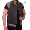 Gilet en cuir Gris - Croco -