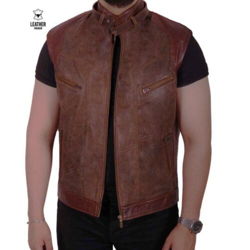 gilet en cuir vintage Reeves