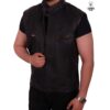 Gilet en cuir Noir Brandon