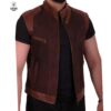 Gilet en cuir Marron -Daim- 213