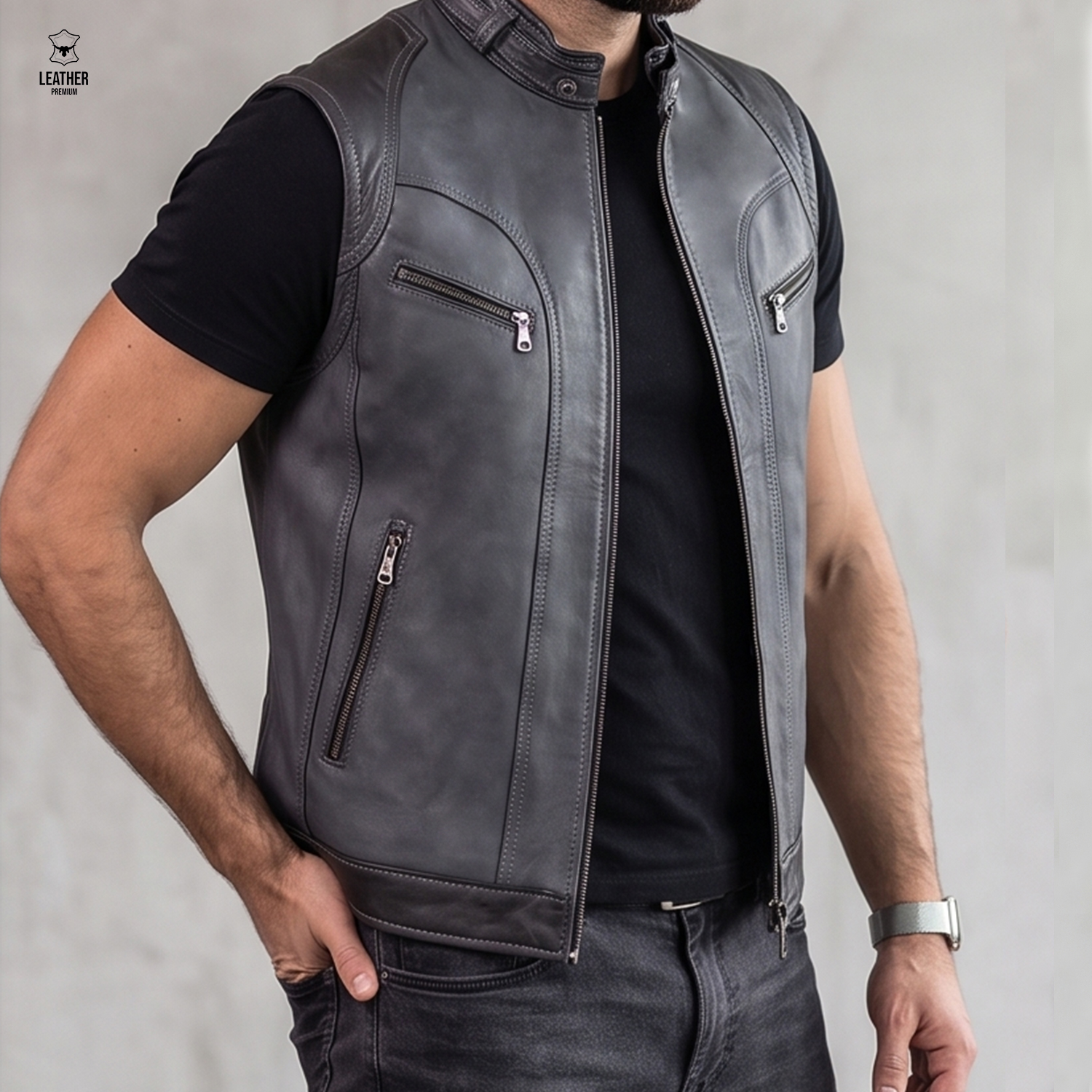 Gilet en cuir pour Homme -Brandon- 3 zfzefezfez