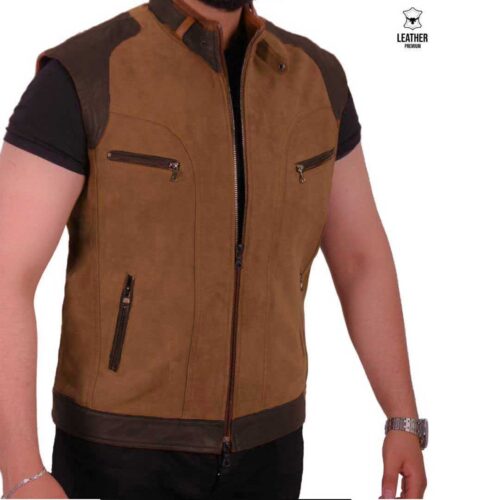 Gilet en cuir tabac Nubuck 778