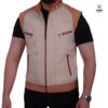 Gilet en cuir Beige pour Hommes