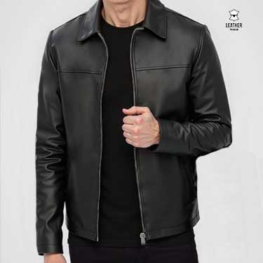 Blouson confort en cuir d'agneau souple Noir REF : Daytona 12