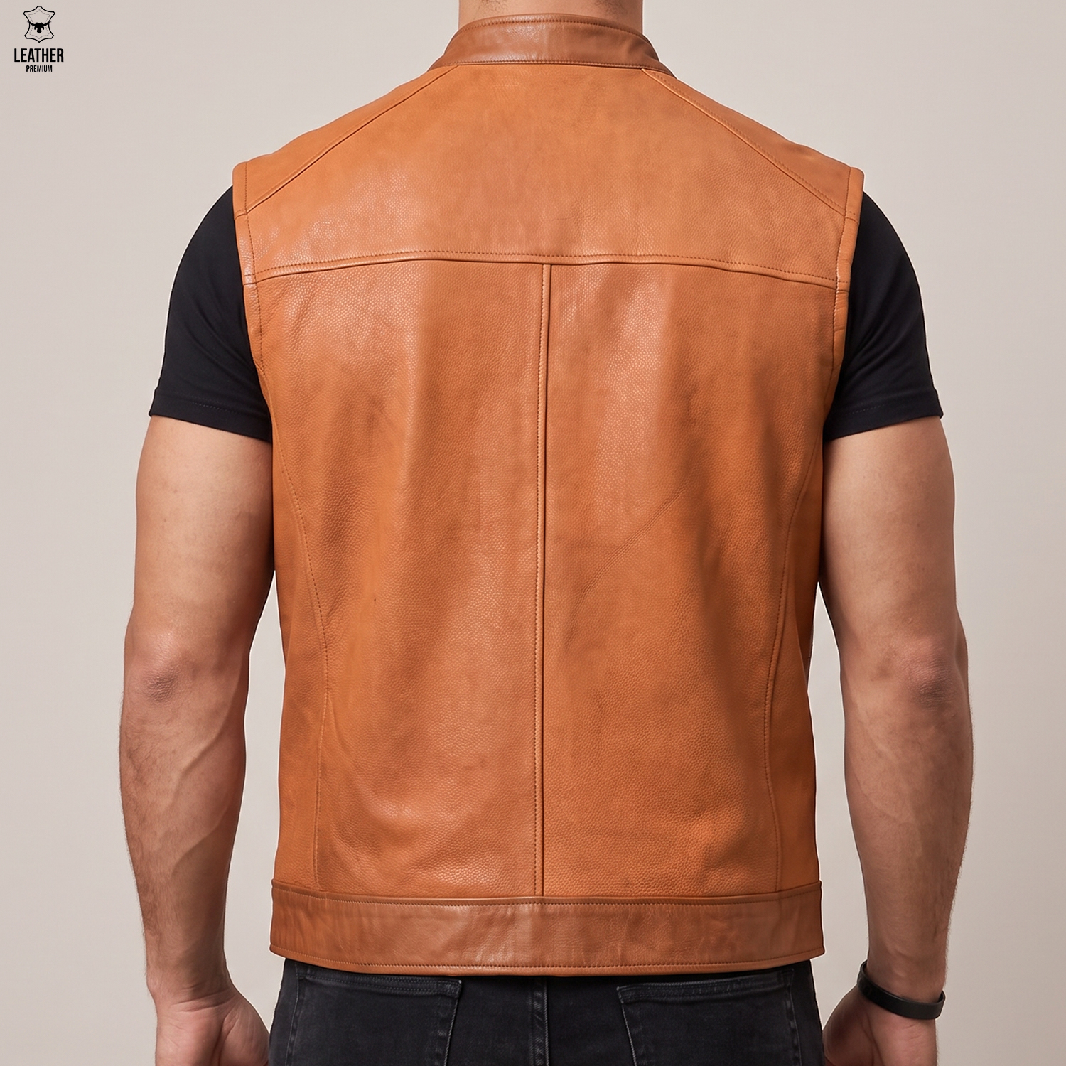 Gilet en cuir Tabac vintage pour Hommes 778 3 aefefaefa