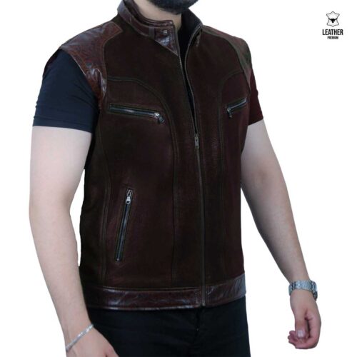 Gilet en cuir Bufflé pour Hommes