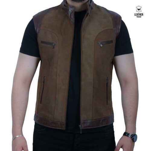 Gilet en cuir Nubuck Marron ref : 549