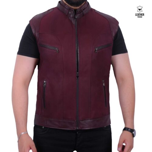 Gilet en cuir Bordeau ref : 502
