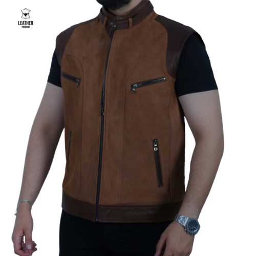 Gilet en cuir Tabac -Daim :  202