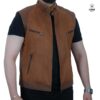 Gilet en cuir tabac ref:903