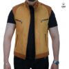 Gilet en cuir tabac Havane
