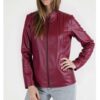 Jacket en cuir bordeau ref:oc105