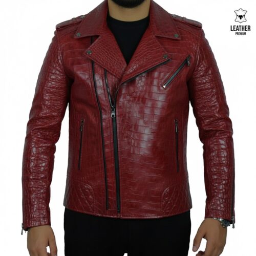 Perfecto en cuir rouge Croco Ref : Rg8552