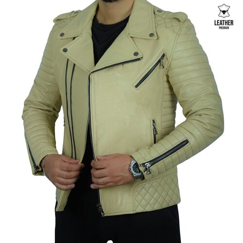 Perfecto en cuir Croco pour Hommes Vert pistache