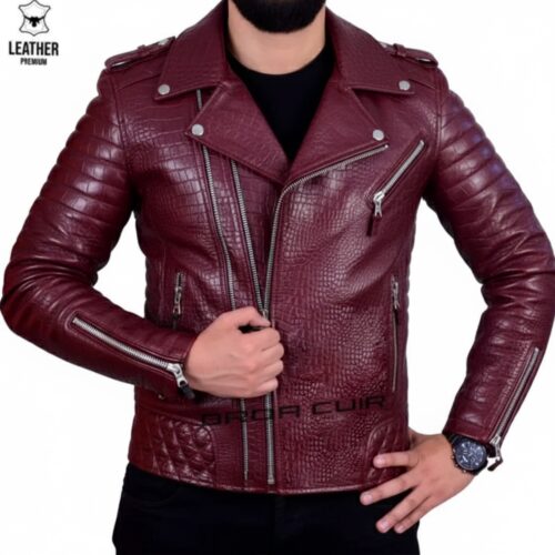 Perfecto Bordeau en cuir CROCO -919-