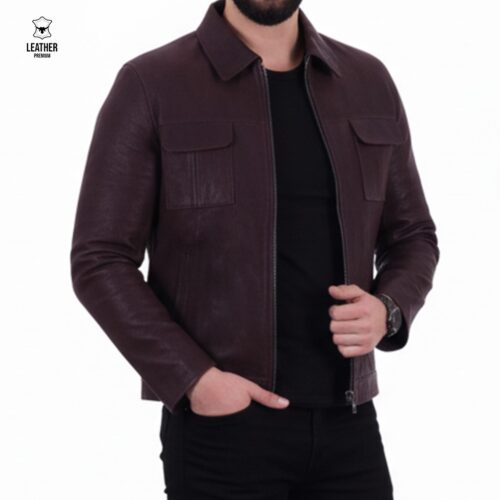 Jacket en cuir Daytona Marron Crispé pour Hommes