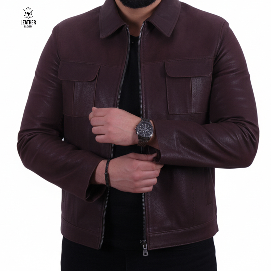 Jacket en cuir Daytona Marron Crispé pour Hommes 2