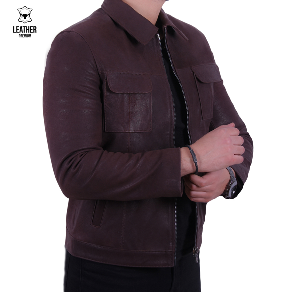 Jacket en cuir Daytona Marron Crispé pour Hommes 3 sdsdfcsd