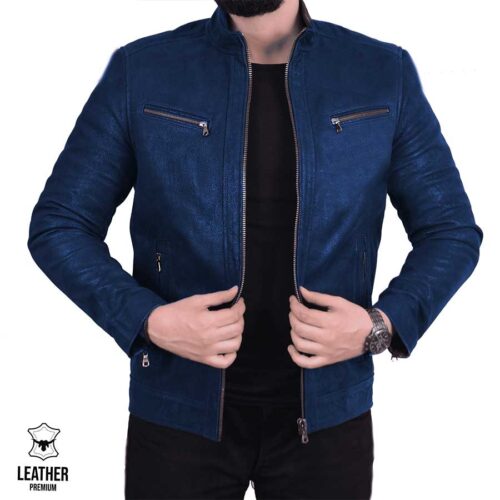 Jacket en cuir Buffle Bleu (réf : B5055)