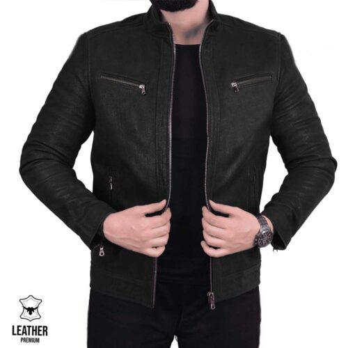 Jacket en cuir Buffle Noir (réf : 5055)