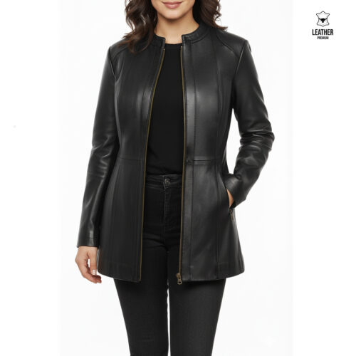 Veste en cuir Noir pour Femmes -Zenith-