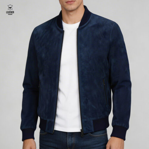 Pilote en cuir daim Bleu Hommes Ref : 6600