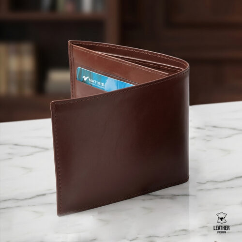 Porte-monnaie en cuir marron Homme -SM1-