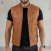 Gilet en cuir Tabac pour Hommes 702