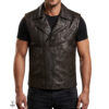 Gilet perfecto en cuir noir -Embossé-