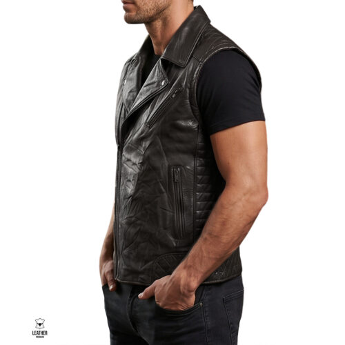Gilet perfecto en cuir noir -Embossé- 7 efefdeed