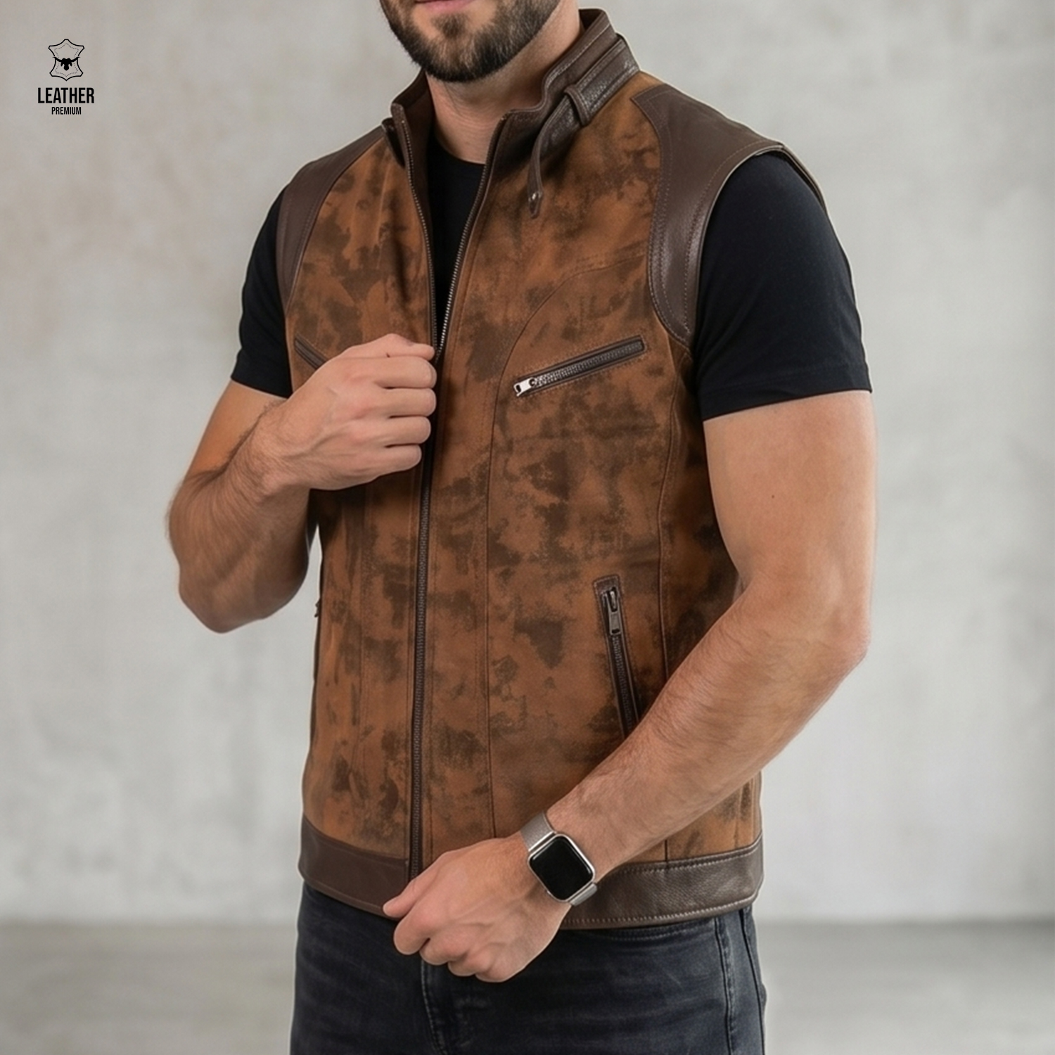 Gilet en cuir Marron Antique Artisan pour Homme 2 qdsdqsd 1