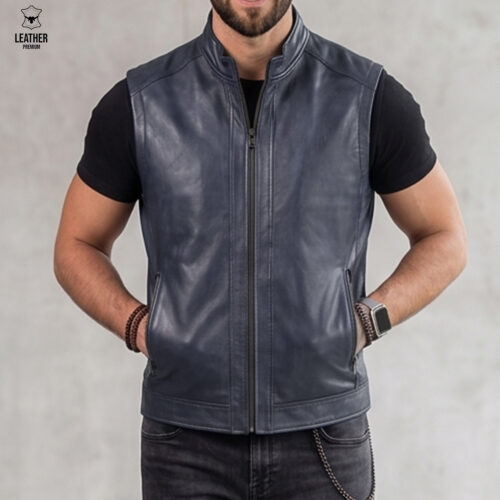Gilet en cuir pour Hommes Ref : SB552