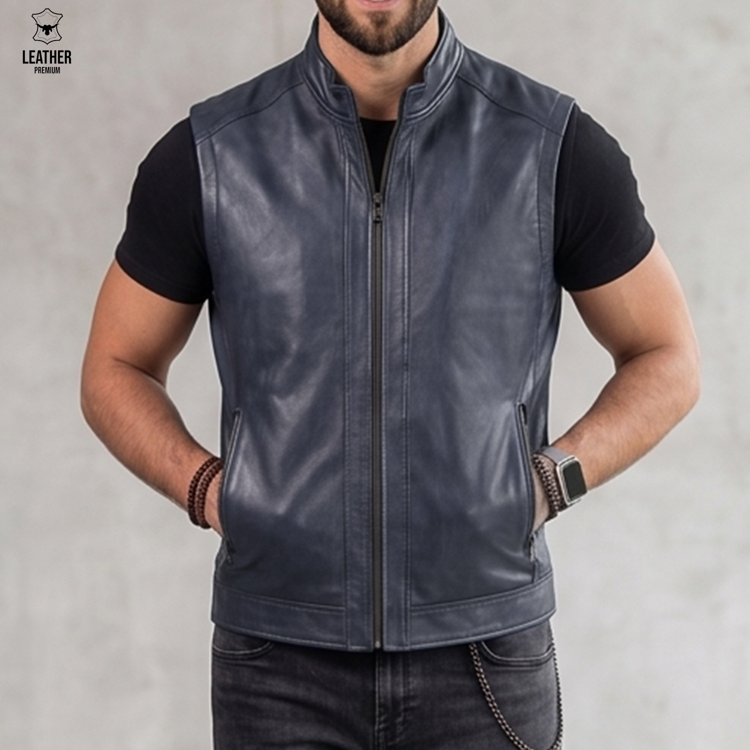 Gilet en cuir pour Hommes Ref : SB552 1 zefezfezzef