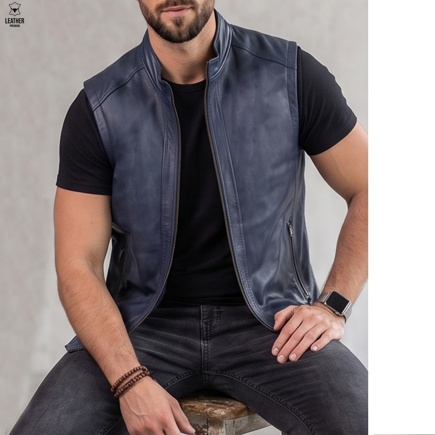 Gilet en cuir pour Hommes Ref : SB552 4 zefrzefez