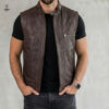 Gilet en cuir marron TFK5225