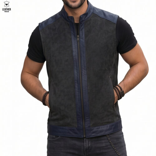 Gilet en cuir daim pour Hommes GDGB45552