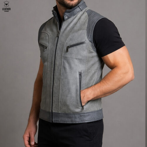 Gilet en cuir pour Hommes -vintage- 215 4 aedazdz