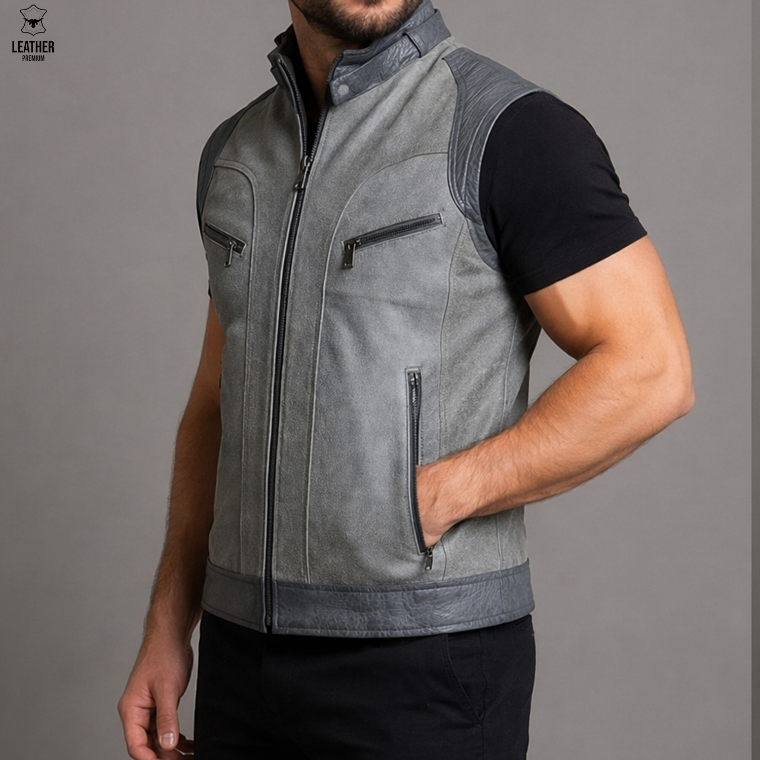 Gilet en cuir pour Hommes -vintage- 215 2 aedazdz