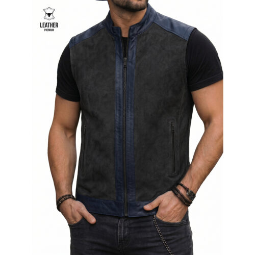 Gilet en cuir daim pour Hommes GDGB45552 9 aeffefaedae