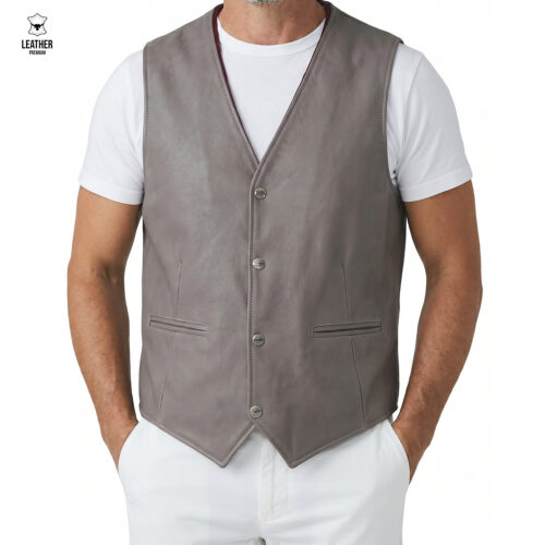 Gilet en cuir Gris ref : GGC8852