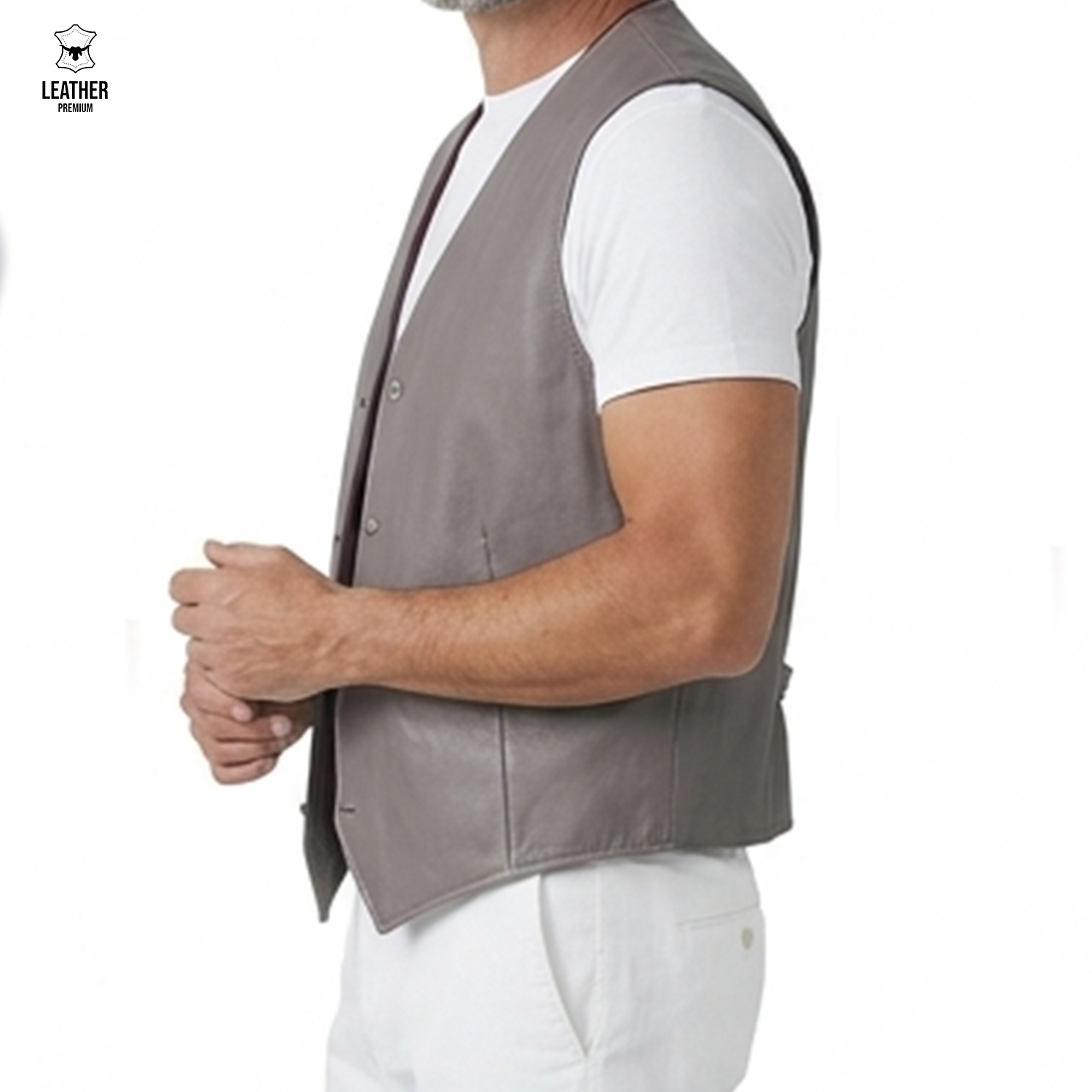 Gilet en cuir Gris ref : GGC8852 2 qdsdqsdsq