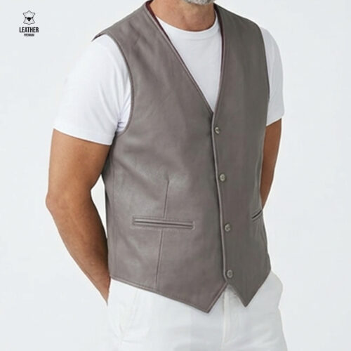 Gilet en cuir Gris ref : GGC8852 6 zadqazdzd