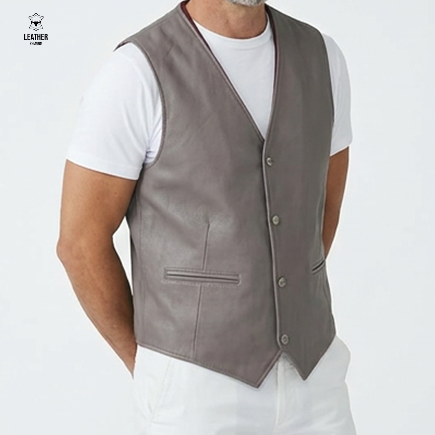 Gilet en cuir Gris ref : GGC8852 3 zadqazdzd