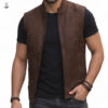 Gilet en cuir Marron pour Hommes REF : GMT1002