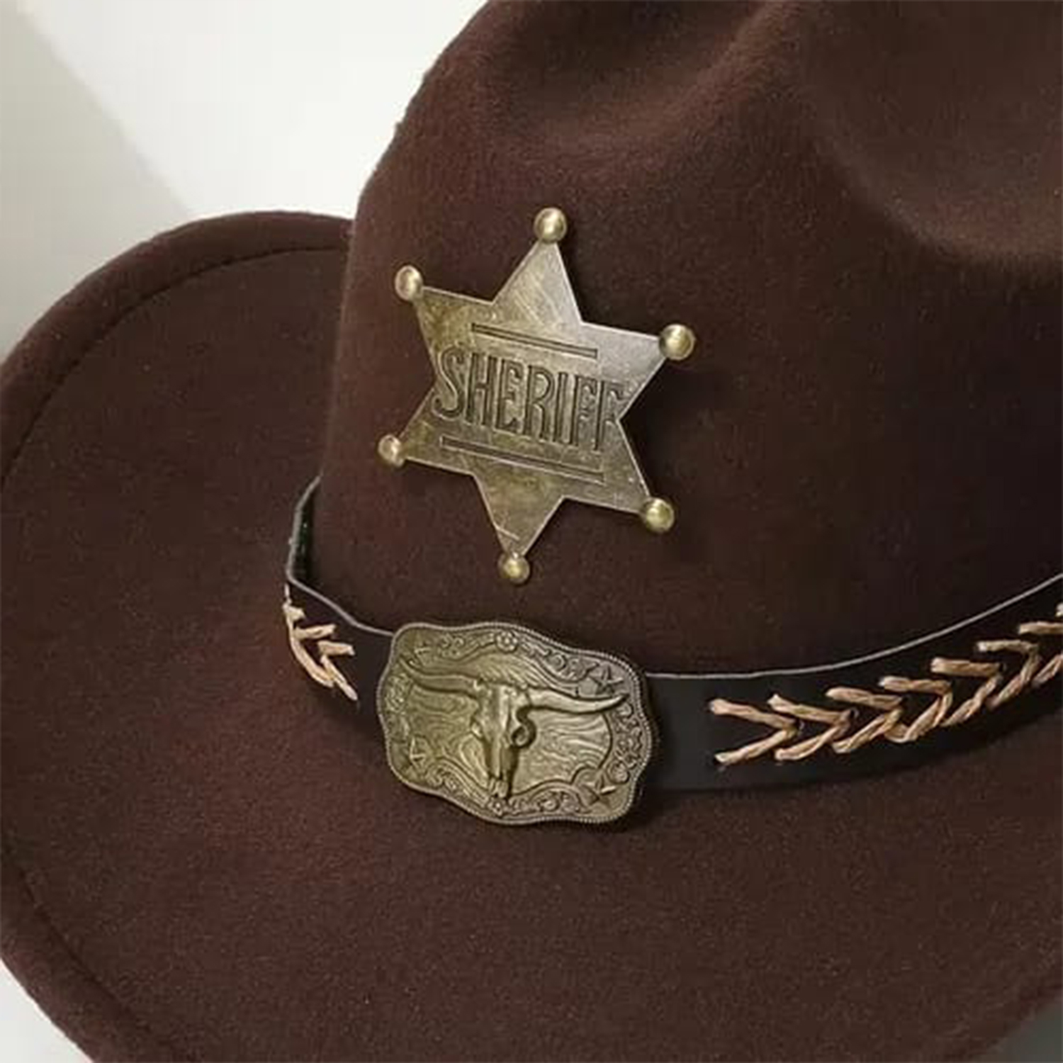 Chapeaux de Cowboy occidentaux -Sheriff- Marron 2 aefdaedazed