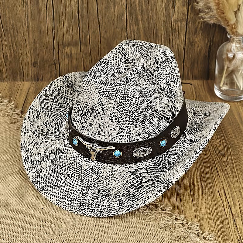 Chapeau de cowboy classique Blanc western élégant avec ceinture style western cowboy