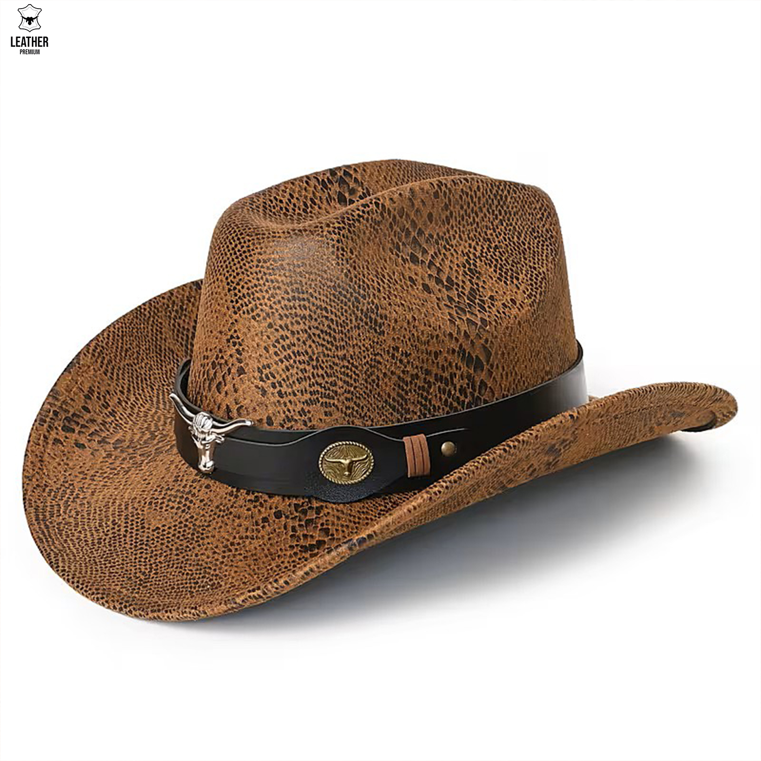 Chapeau de cowboy classique Marron western élégant avec ceinture style western cowboy