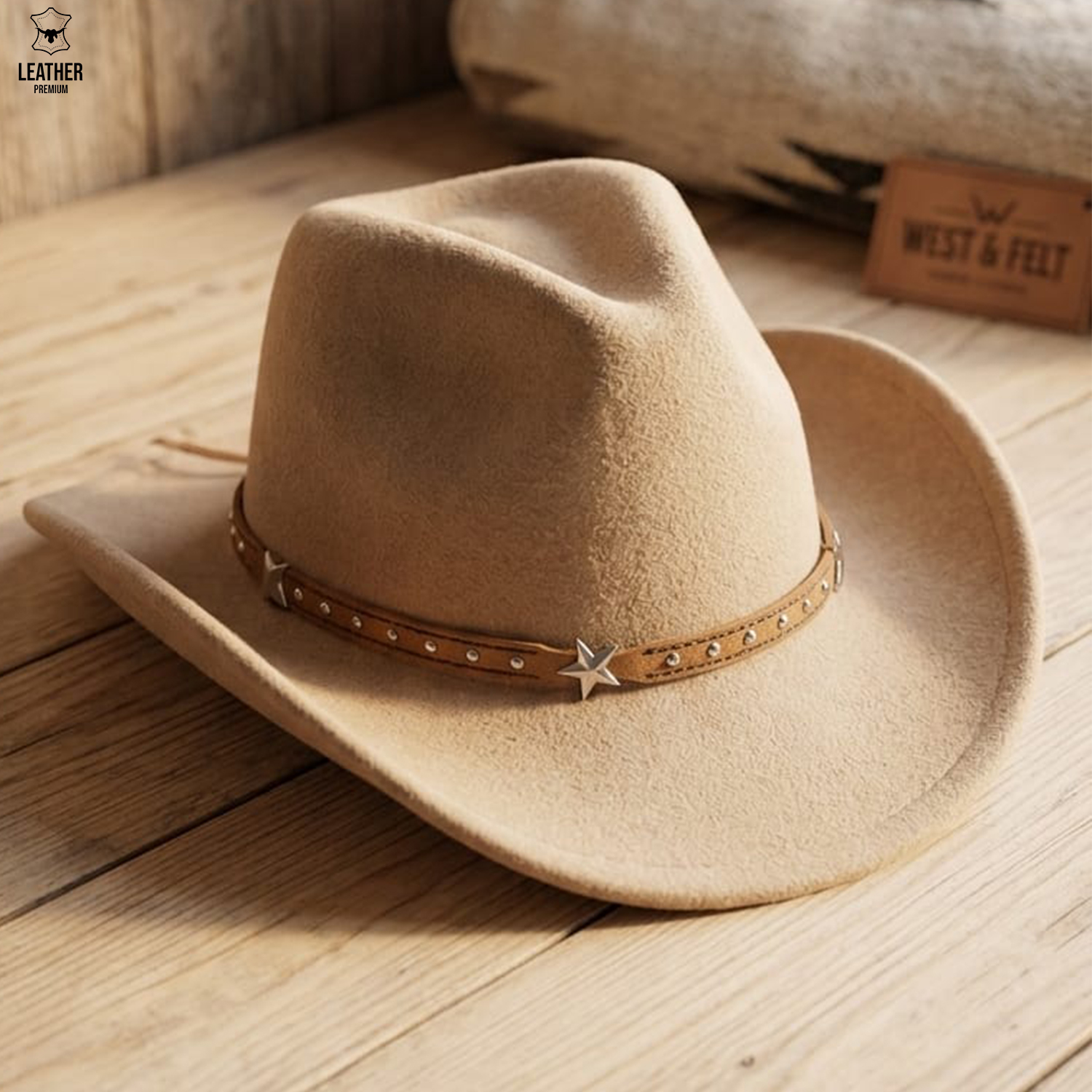 Chapeaux de Cowboy occidentaux en daim Camel – photo 2