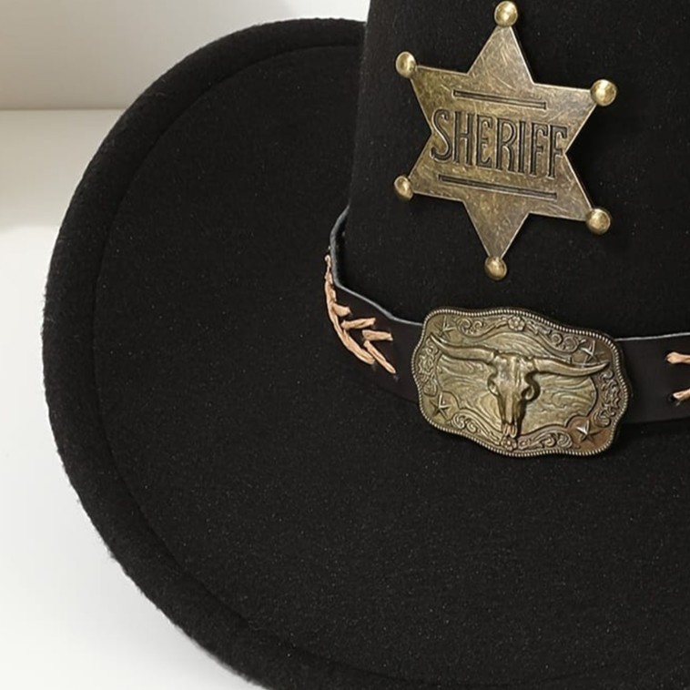 Chapeaux de Cowboy occidentaux -Sheriff- Noir 2 zefzefezdfe