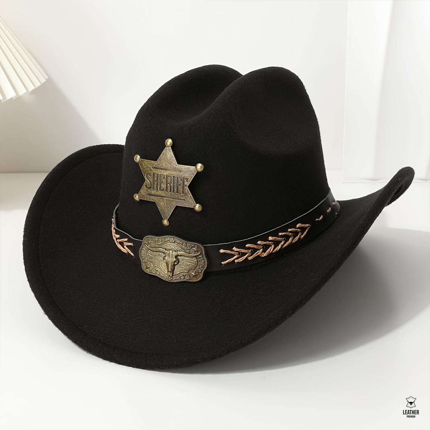 Chapeaux de Cowboy occidentaux -Sheriff- Noir